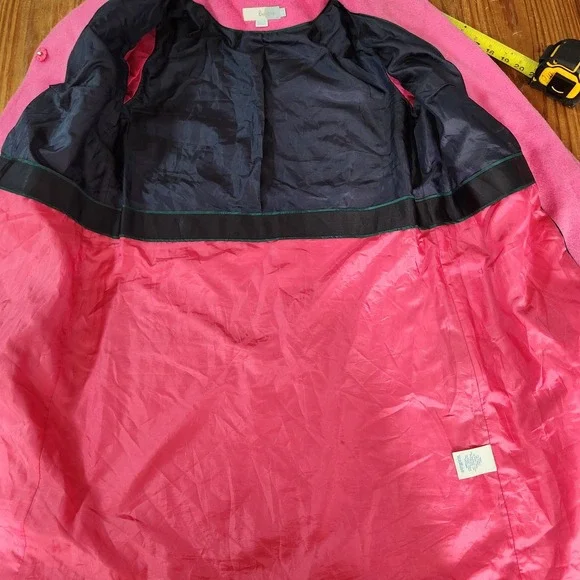 Boden Wool Mohair Imelda Coat Long Pale Pink Hidden Snap Closure Lined Sz Med 8 - Picture 11 of 12